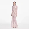 Pale Pink Rhinestone Lace Maxi Dress Pale Pink Rhinestone Lace Maxi Dress