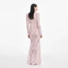 Pale Pink Rhinestone Lace Maxi Dress Pale Pink Rhinestone Lace Maxi Dress
