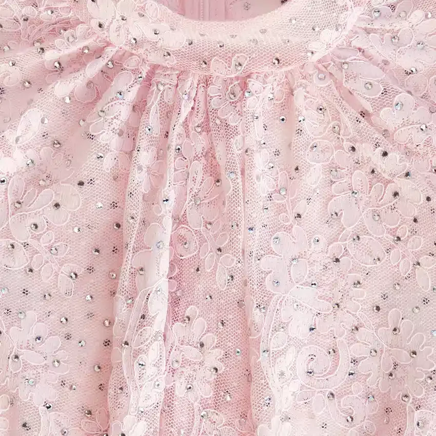 Pale Pink Rhinestone Lace Maxi Dress Pale Pink Rhinestone Lace Maxi Dress