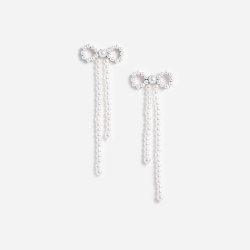 Pearl Bow Dangle Earrings Pearl Bow Dangle Earrings