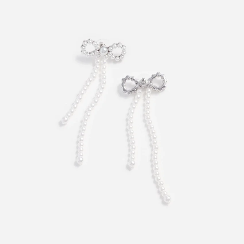 Pearl Bow Dangle Earrings Pearl Bow Dangle Earrings