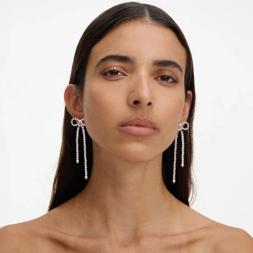 Pearl Bow Dangle Earrings Pearl Bow Dangle Earrings