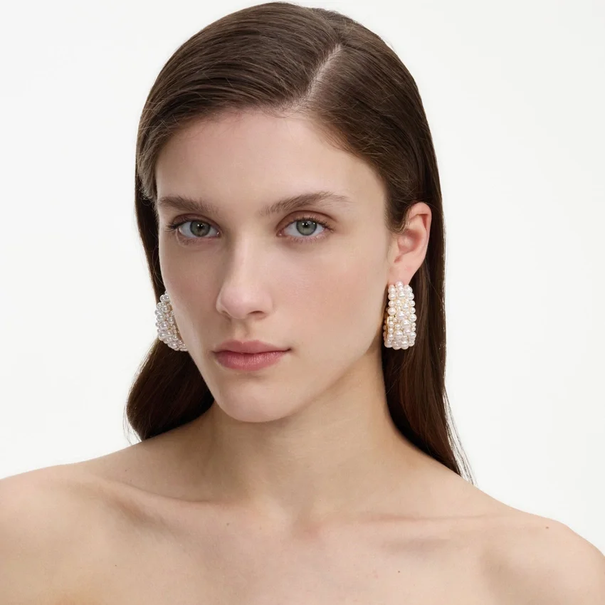 Pearl Cluster Hoop Earrings Pearl Cluster Hoop Earrings