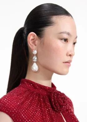 Pearl Crystal Droplet Earrings Pearl Crystal Droplet Earrings