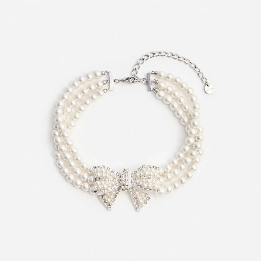 Pearl Satin Bow Necklace Pearl Satin Bow Necklace