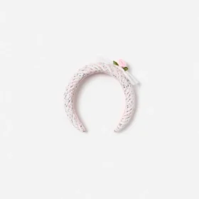 Pink Boucle Lace Bow Head Band Pink Boucle Lace Bow Head Band