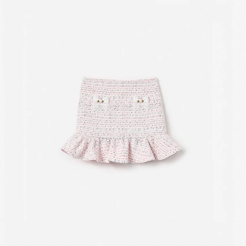 Pink Boucle Lace Bow Skirt Pink Boucle Lace Bow Skirt