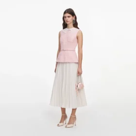 Pink Boucle Lace Collar Midi Dress Pink Boucle Lace Collar Midi Dress