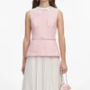Pink Boucle Lace Collar Midi Dress Pink Boucle Lace Collar Midi Dress