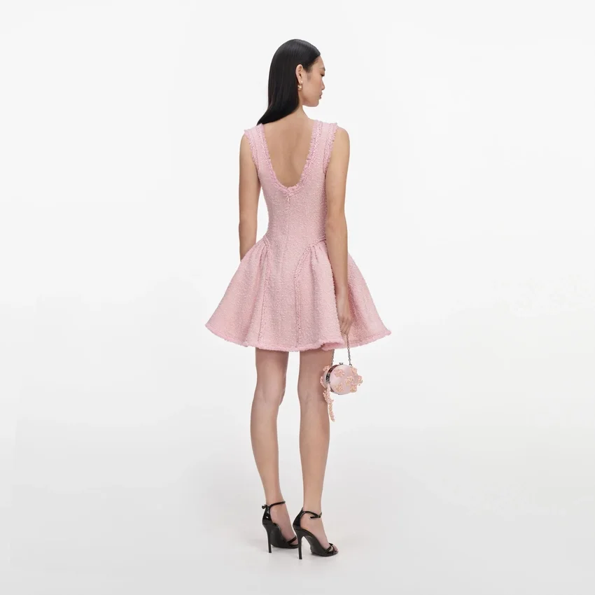 Pink Boucle Sleeveless Mini Dress Pink Boucle Sleeveless Mini Dress