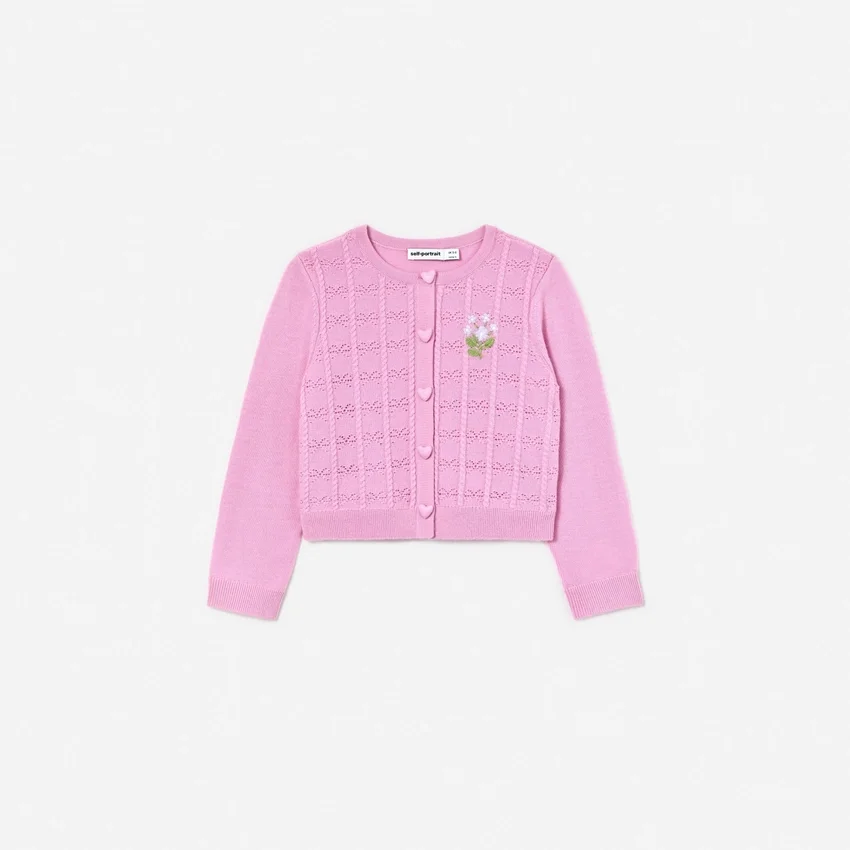 Pink Bow Pointelle Knit Cardigan Pink Bow Pointelle Knit Cardigan