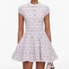 Pink Check Knit Beaded Mini Dress Pink Check Knit Beaded Mini Dress
