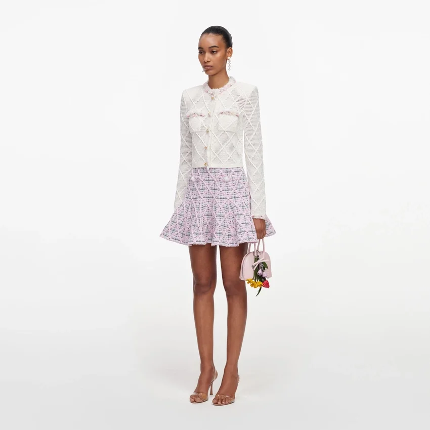 Pink Check Knit Mini Skirt Pink Check Knit Mini Skirt
