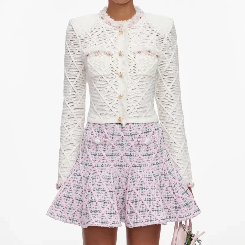 Pink Check Knit Mini Skirt Pink Check Knit Mini Skirt