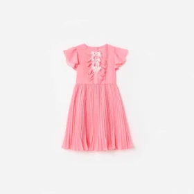 Pink Chiffon Lace Trim Dress Pink Chiffon Lace Trim Dress