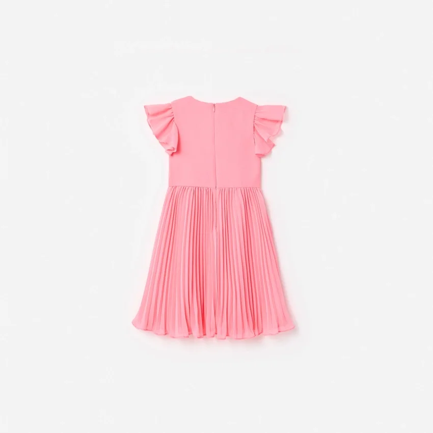 Pink Chiffon Lace Trim Dress Pink Chiffon Lace Trim Dress