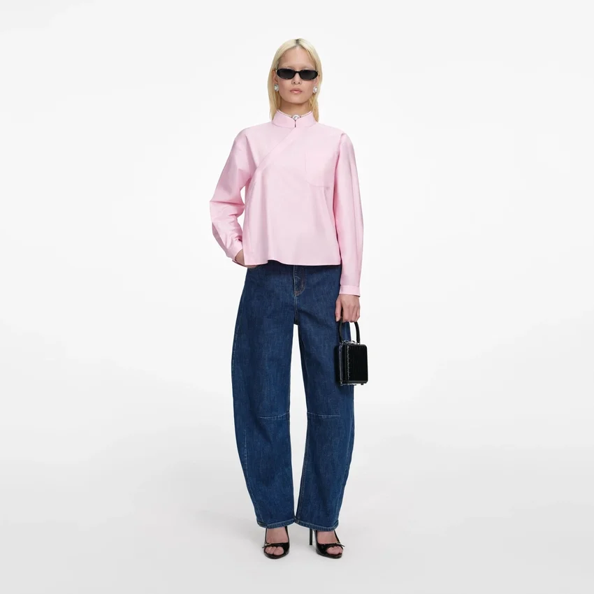 Pink Cotton Asymmetric Shirt Pink Cotton Asymmetric Shirt