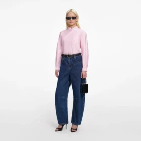 Pink Cotton Asymmetric Shirt