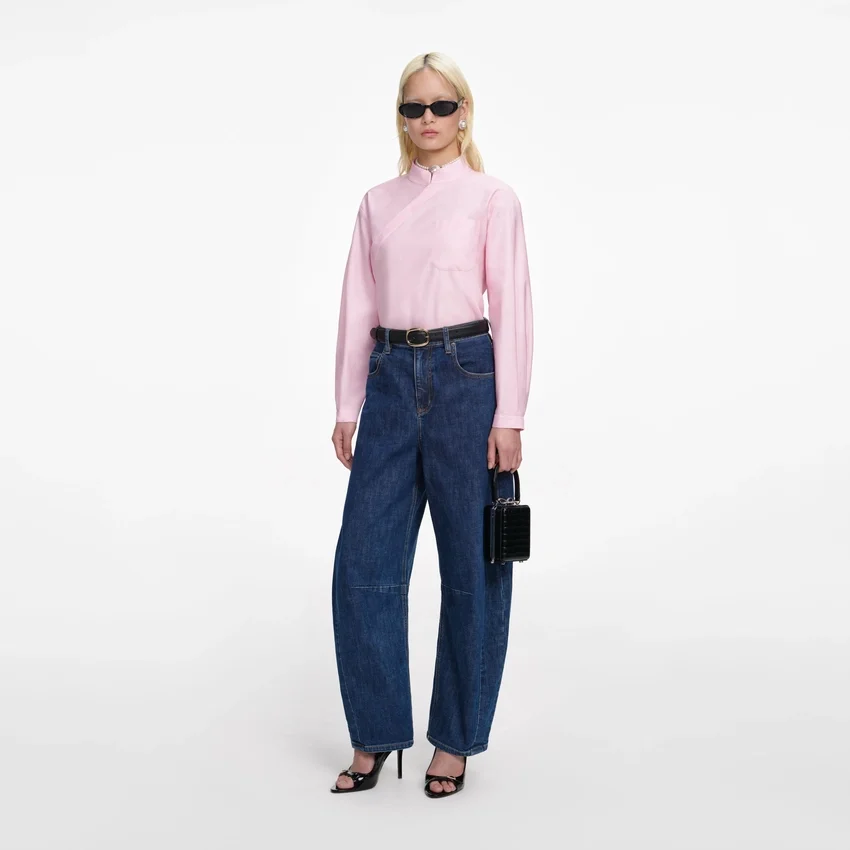 Pink Cotton Asymmetric Shirt Pink Cotton Asymmetric Shirt