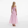 Pink Cotton Draped Knit Midi Dress Pink Cotton Draped Knit Midi Dress