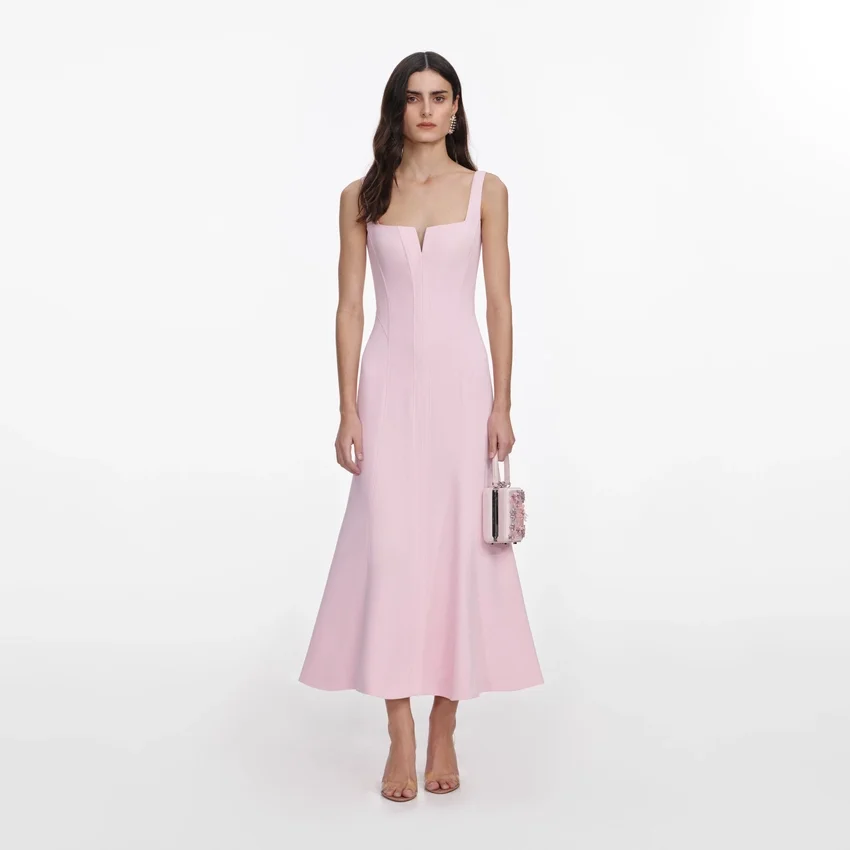 Pink Crepe Midi Dress Pink Crepe Midi Dress