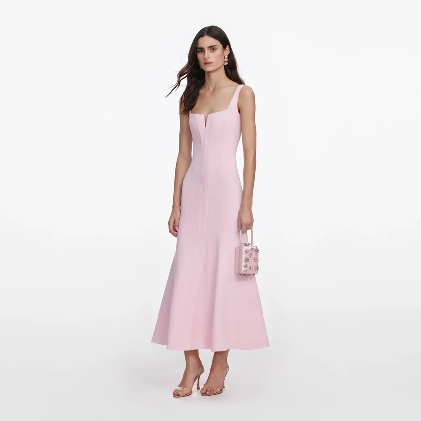Pink Crepe Midi Dress Pink Crepe Midi Dress