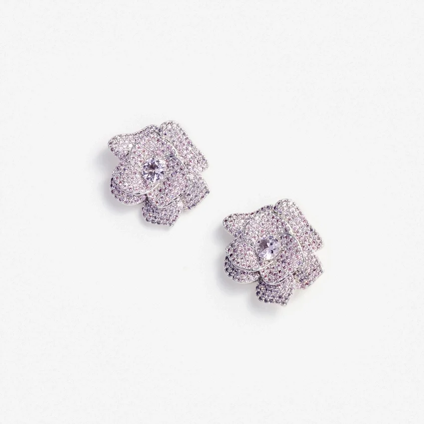 Pink Crystal Flower Earrings Pink Crystal Flower Earrings