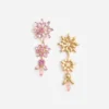 Pink Crystal Tiered Flower Earrings