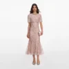 Pink Embellished Cape Midi Dress Pink Embellished Cape Midi Dress