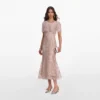 Pink Embellished Cape Midi Dress Pink Embellished Cape Midi Dress