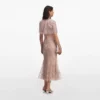 Pink Embellished Cape Midi Dress Pink Embellished Cape Midi Dress