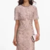 Pink Embellished Cape Midi Dress Pink Embellished Cape Midi Dress