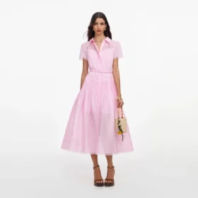 Pink Embroidered Midi Dress