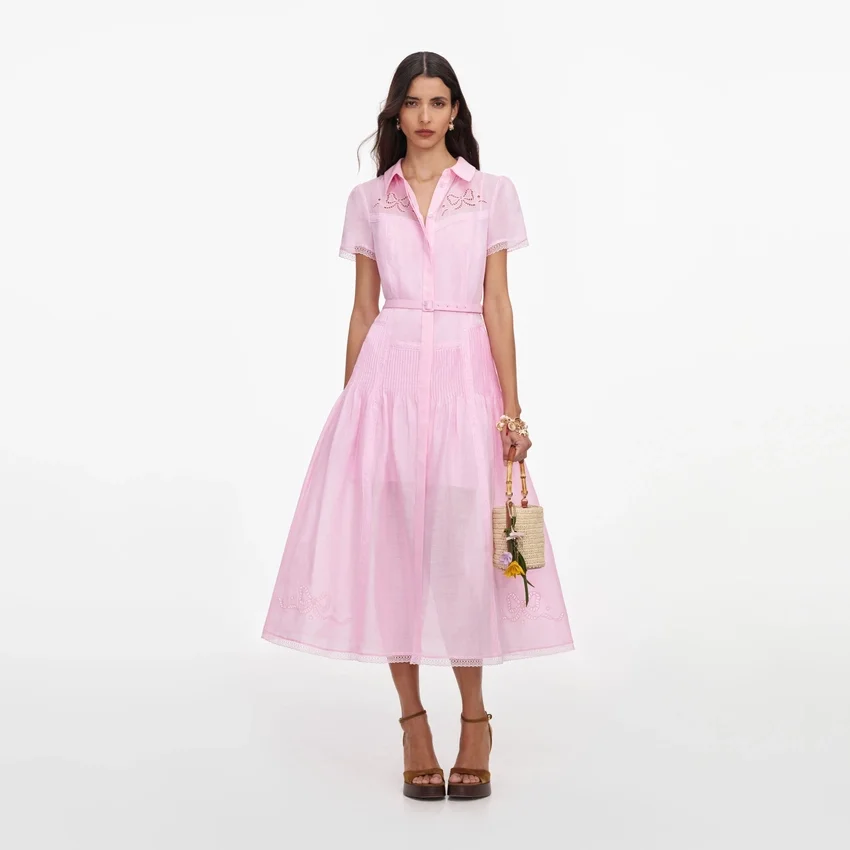 Pink Embroidered Midi Dress Pink Embroidered Midi Dress