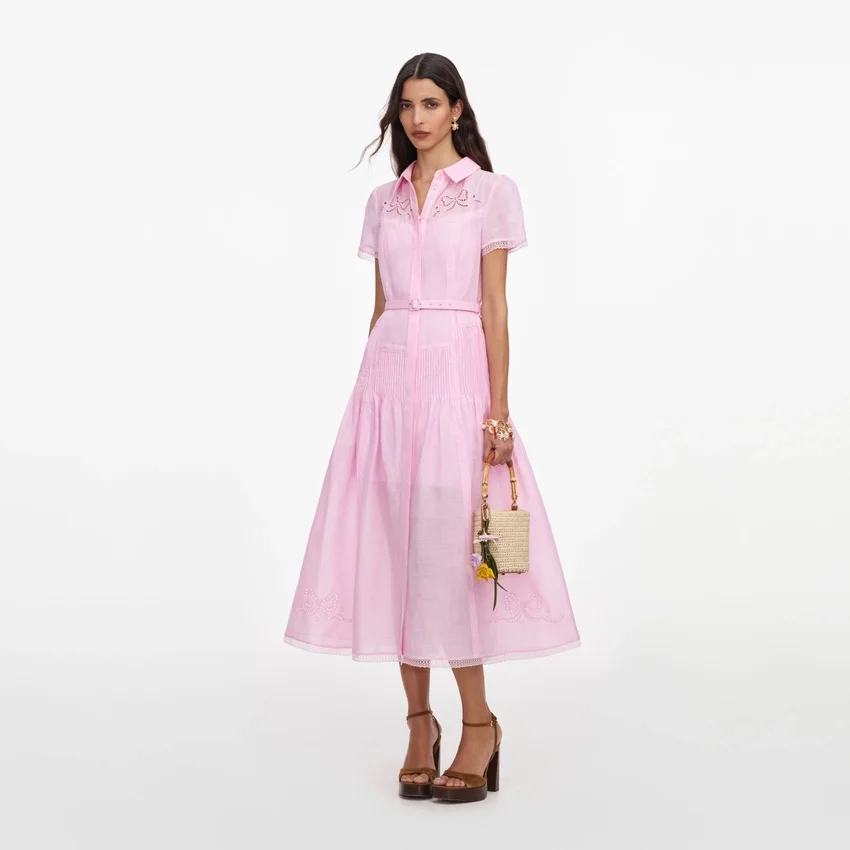 Pink Embroidered Midi Dress Pink Embroidered Midi Dress