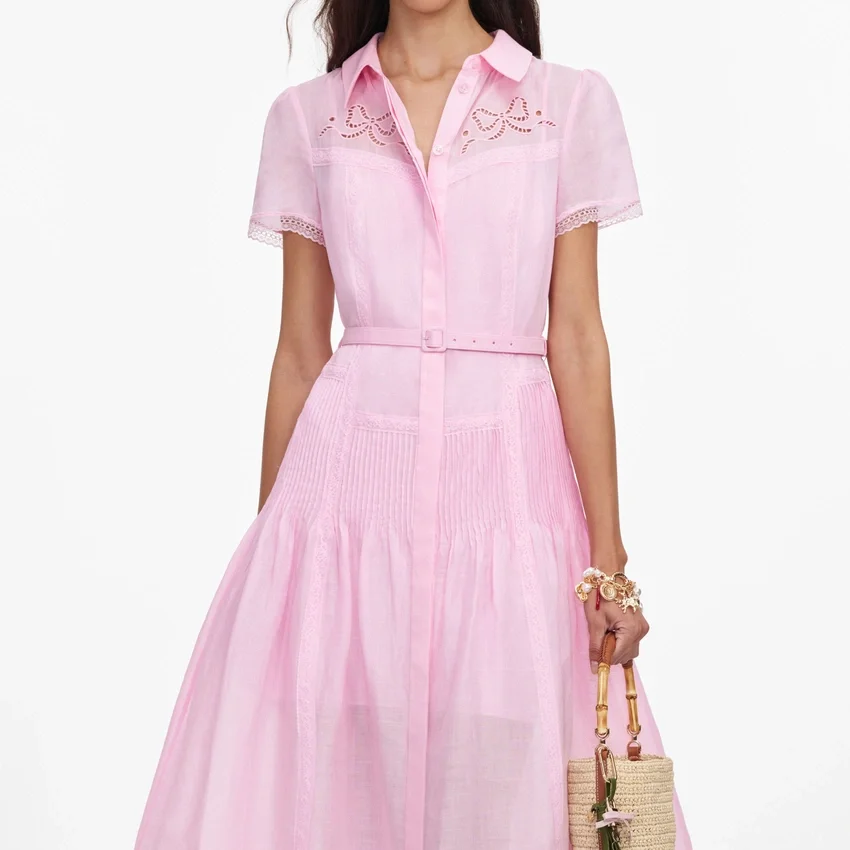 Pink Embroidered Midi Dress Pink Embroidered Midi Dress