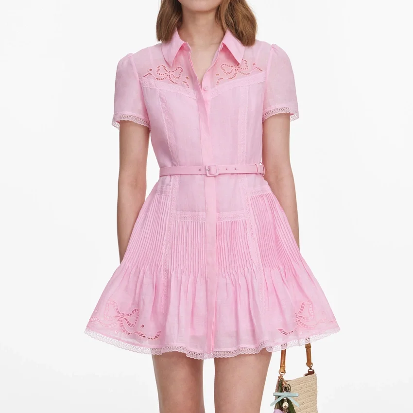Pink Embroidered Mini Dress Pink Embroidered Mini Dress