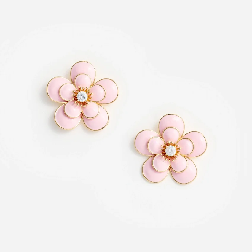 Pink Enamel Flower Earrings Pink Enamel Flower Earrings