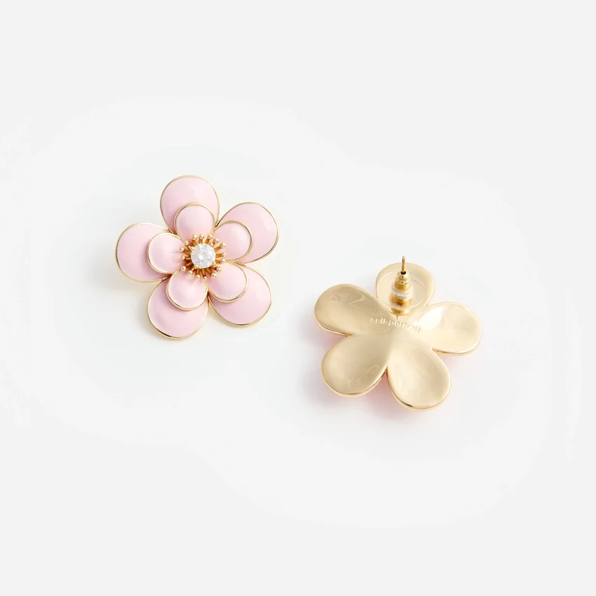 Pink Enamel Flower Earrings Pink Enamel Flower Earrings