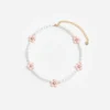 Pink Enamel Flower Pearl Choker Pink Enamel Flower Pearl Choker