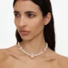 Pink Enamel Flower Pearl Choker Pink Enamel Flower Pearl Choker