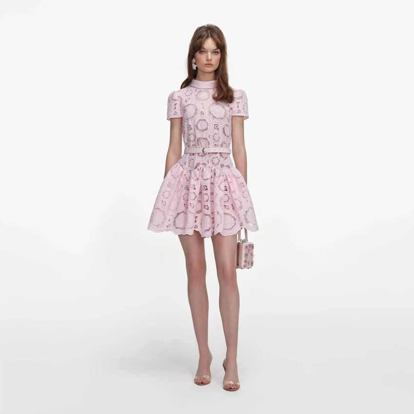 Pink Floral Lace Mini Dress Pink Floral Lace Mini Dress