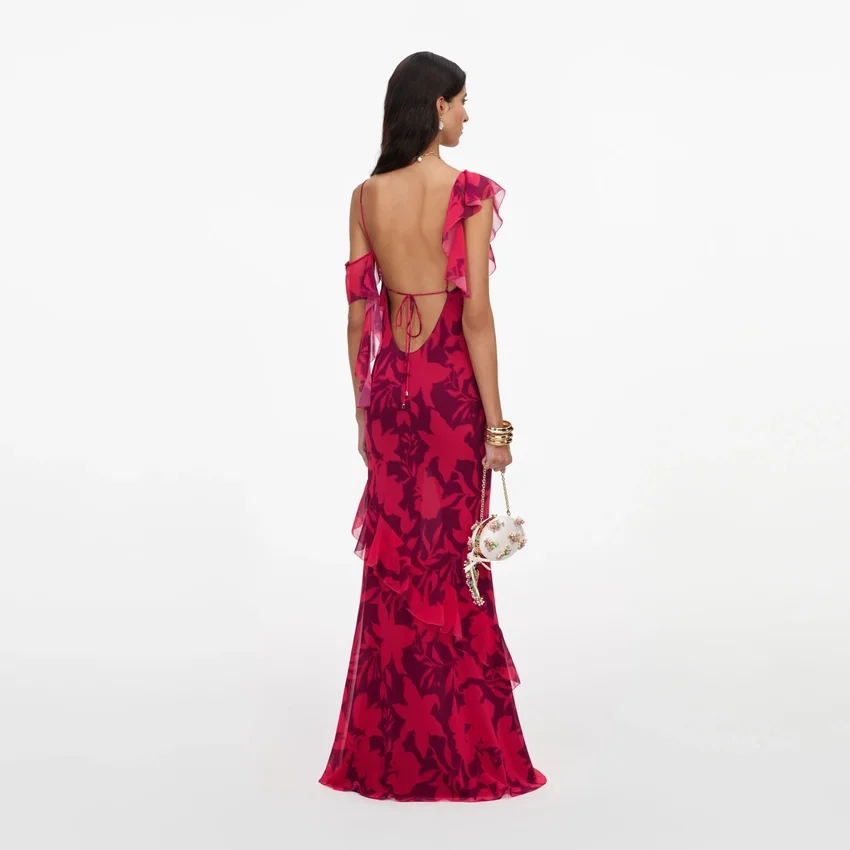 Pink Floral Ruffle Maxi Dress Pink Floral Ruffle Maxi Dress