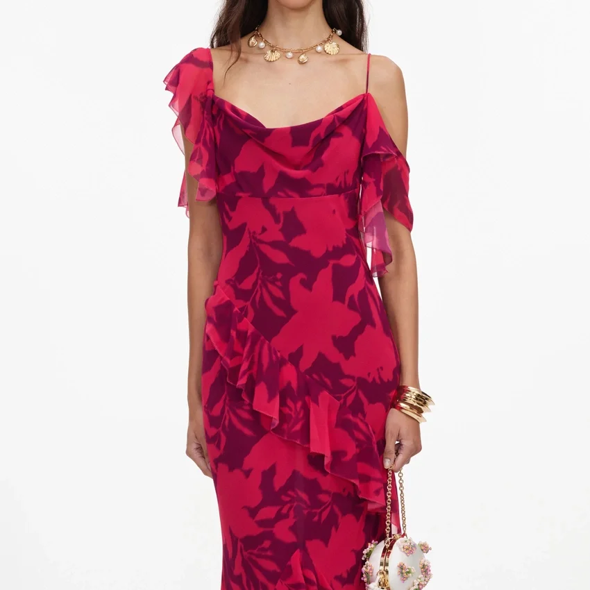 Pink Floral Ruffle Maxi Dress Pink Floral Ruffle Maxi Dress