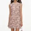 Pink Floral Sequin Embellished Mini Dress Pink Floral Sequin Embellished Mini Dress