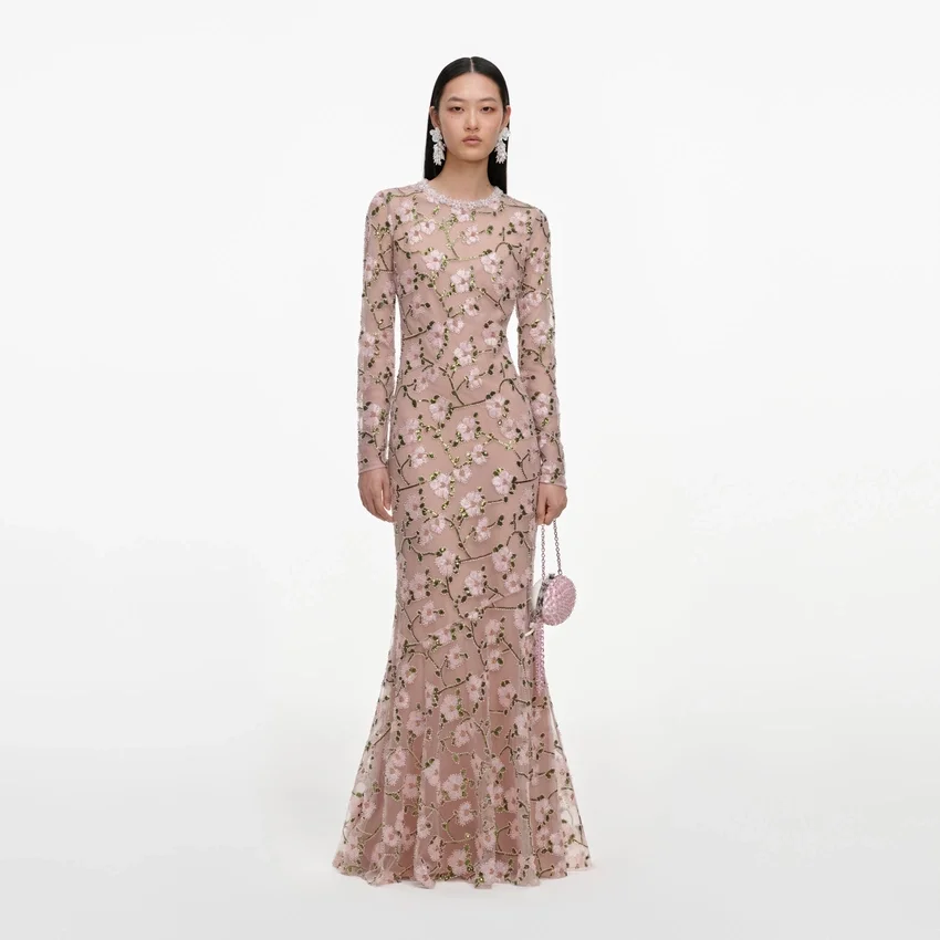 Pink Floral Sequin Maxi Dress Pink Floral Sequin Maxi Dress