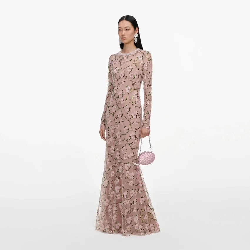 Pink Floral Sequin Maxi Dress Pink Floral Sequin Maxi Dress