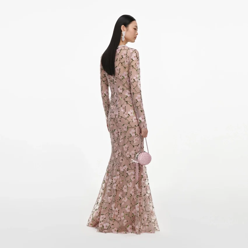 Pink Floral Sequin Maxi Dress Pink Floral Sequin Maxi Dress