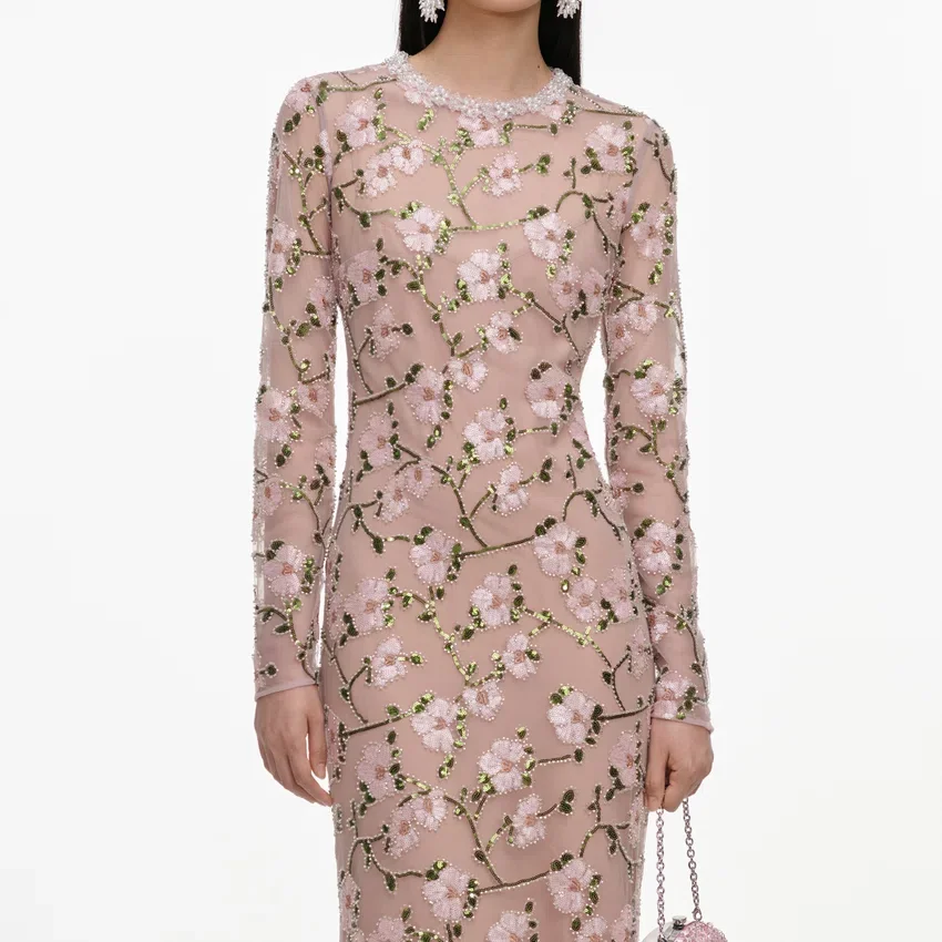 Pink Floral Sequin Maxi Dress Pink Floral Sequin Maxi Dress