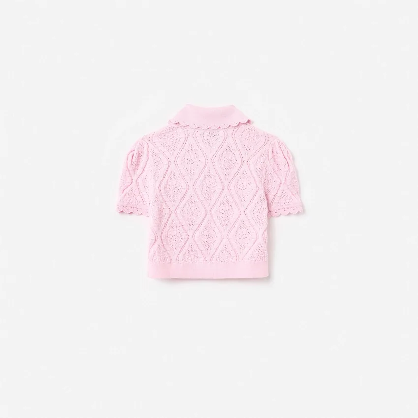 Pink Flower Embroidered Knit Top Pink Flower Embroidered Knit Top